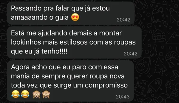 Depoimento de cliente sobre a experiência com o styling