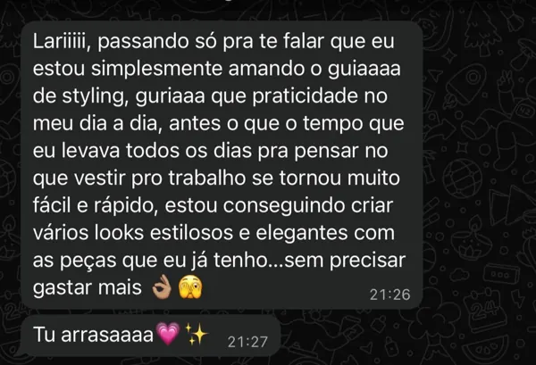 Depoimento de cliente sobre o Styling Fora do Óbvio